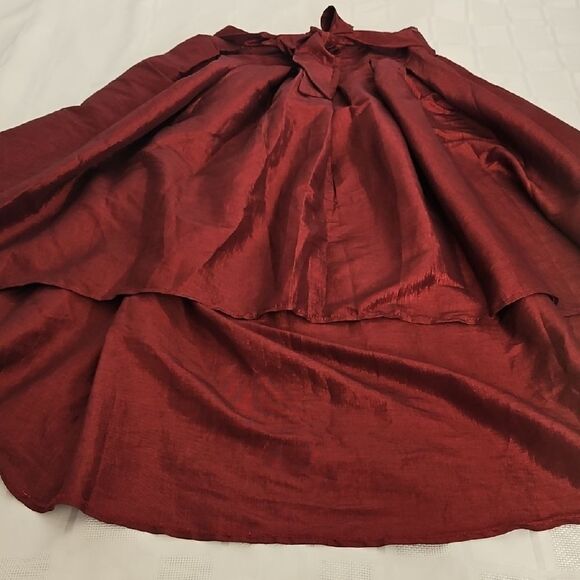 Revamped Burgundy Maxi High Low Skirt with Tie Front - Picture 10 of 16